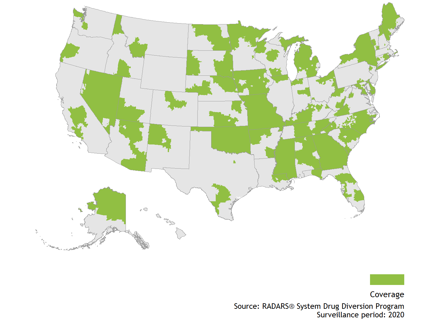 Drug Diversion. 2016 Coverage. Map